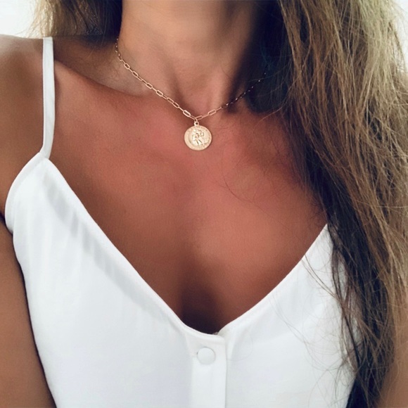 14k Gold Filled Saint Christopher Choker Necklace - Picture 9 of 16